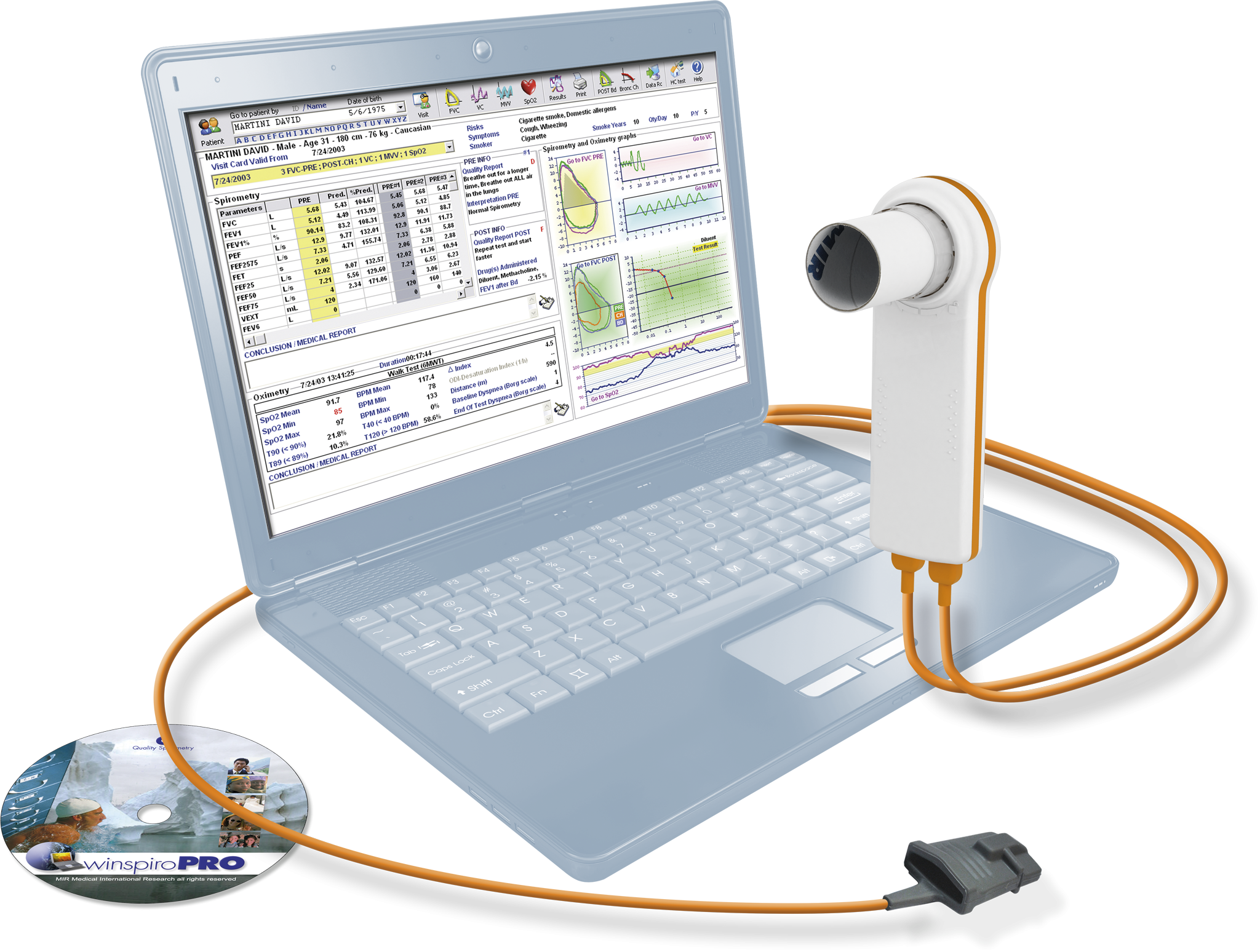 MIR Minispir spirometer with oximetry